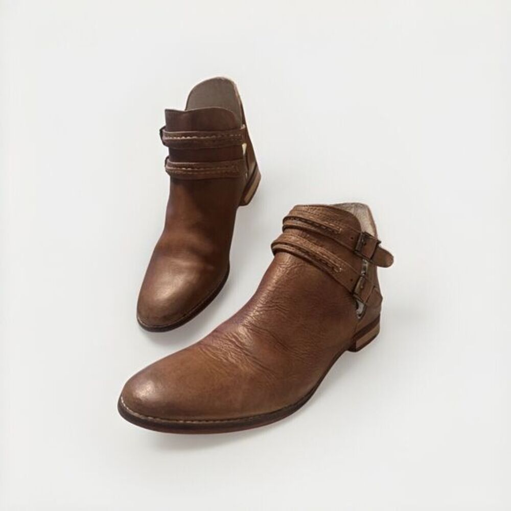 Free People Braeburn Brown Distressed Leather Ankle Boots Women’s Size 10